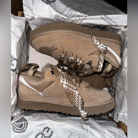 UGG LOWMEL Suede & Canvas Sneakers in Sand - Picture 4 of 6